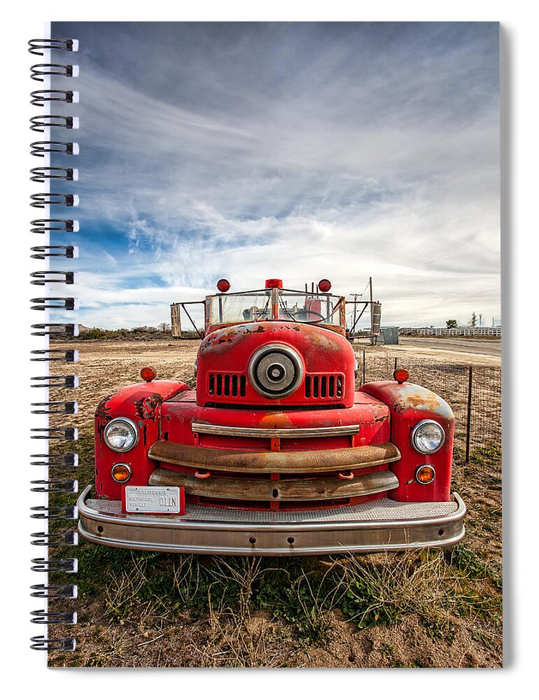 Antique Spiral Notebook featuring the photograph Fire Truck by Peter Tellone