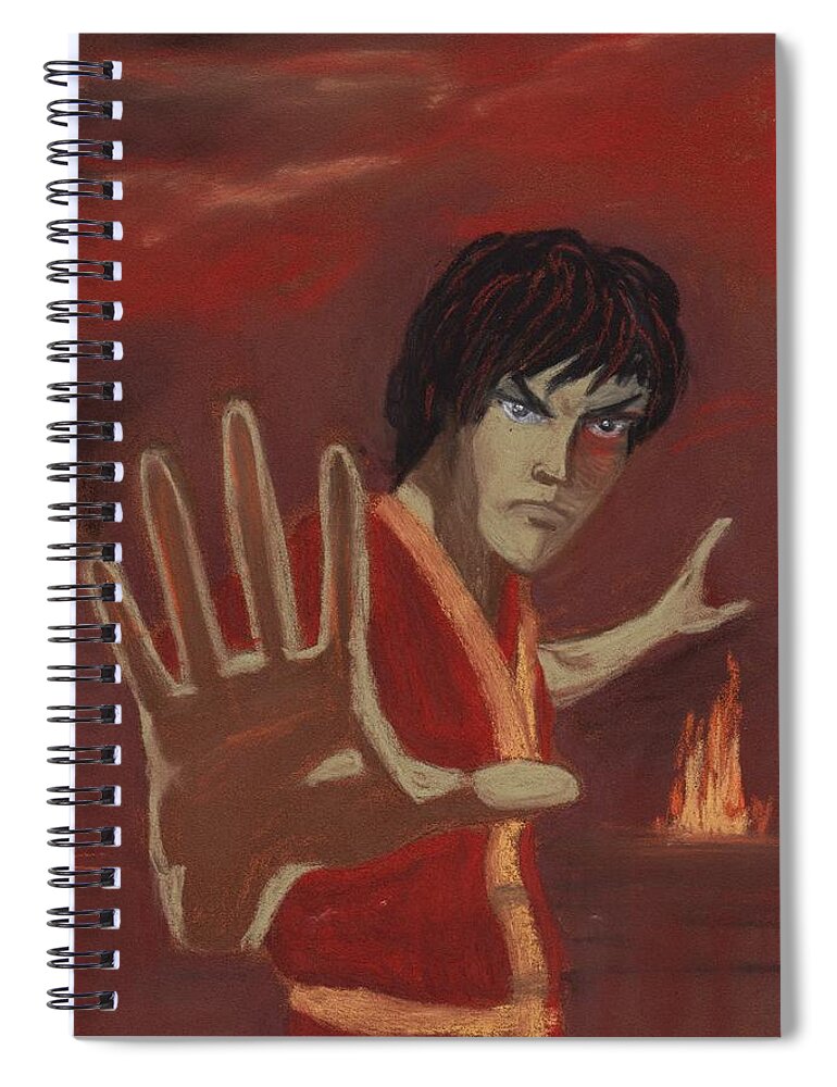 Last Spiral Notebook featuring the painting Firebending by Anastasiya Malakhova