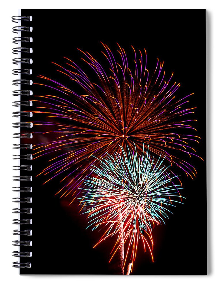 Burst Spiral Notebook featuring the photograph Fireworks 5 by Paul Freidlund