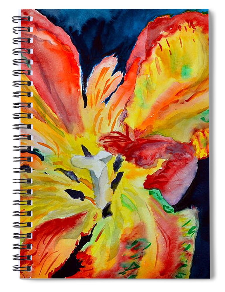 Parrot Tulip Spiral Notebook featuring the painting Fireworks by Beverley Harper Tinsley