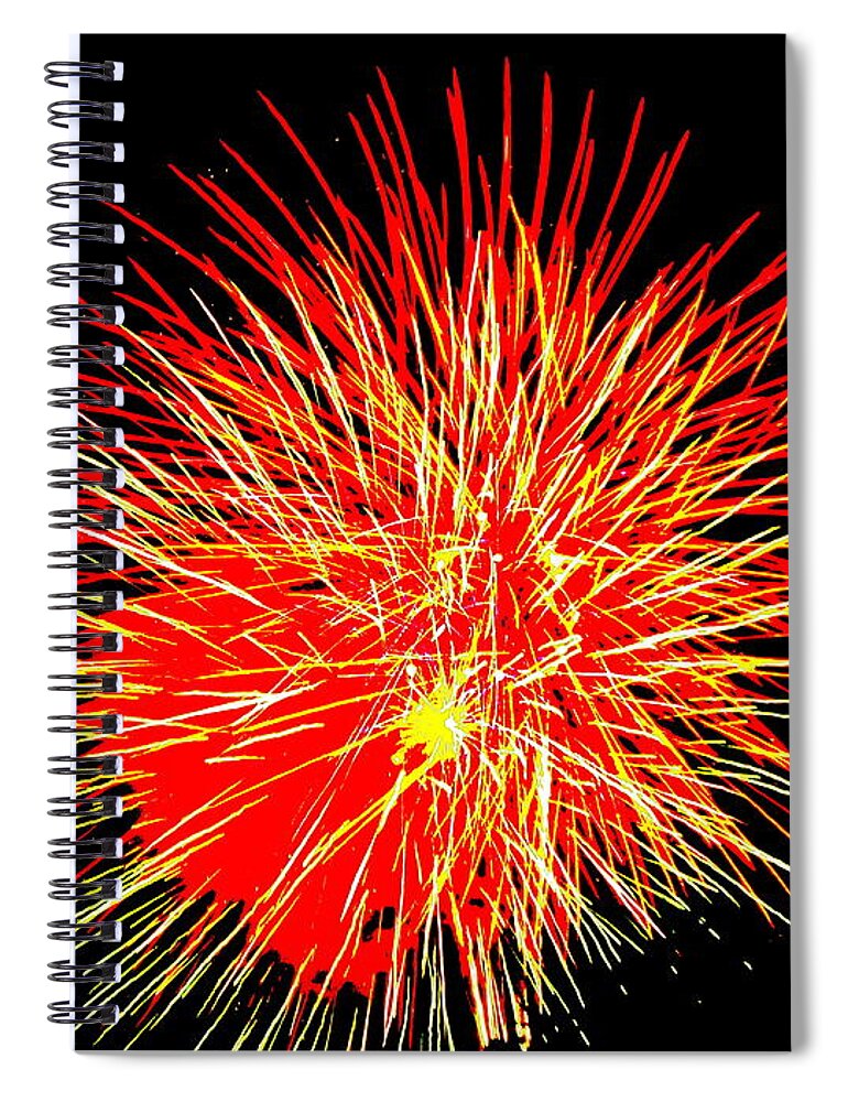 Fireworks Spiral Notebook featuring the photograph Fireworks in Red and Yellow by Michael Porchik