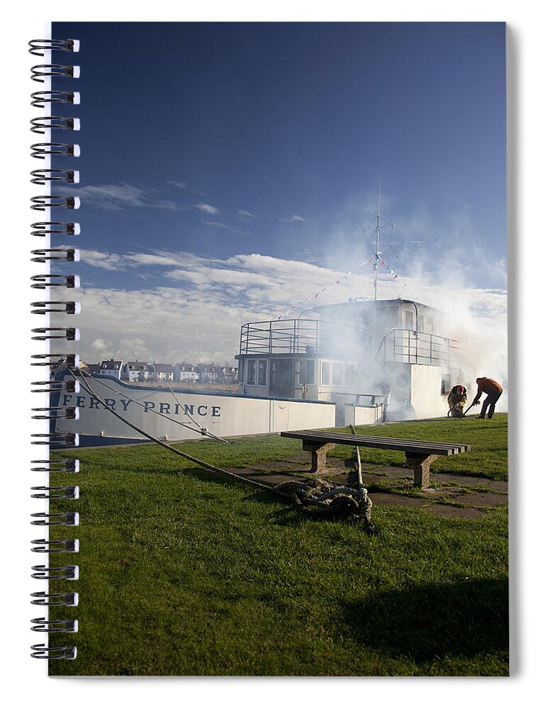 Houseboat Imagery Spiral Notebook featuring the photograph Firing Up The Old Ferry Prince by David Davies