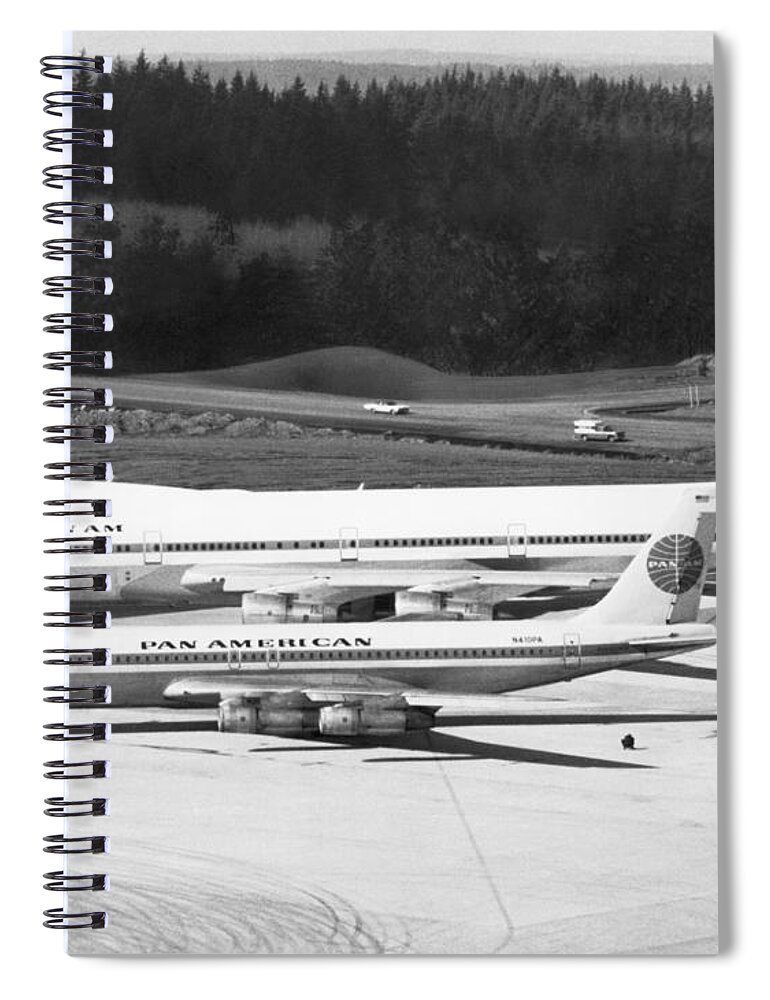 1960s Spiral Notebook featuring the photograph First Boeing 747 by Underwood Archives