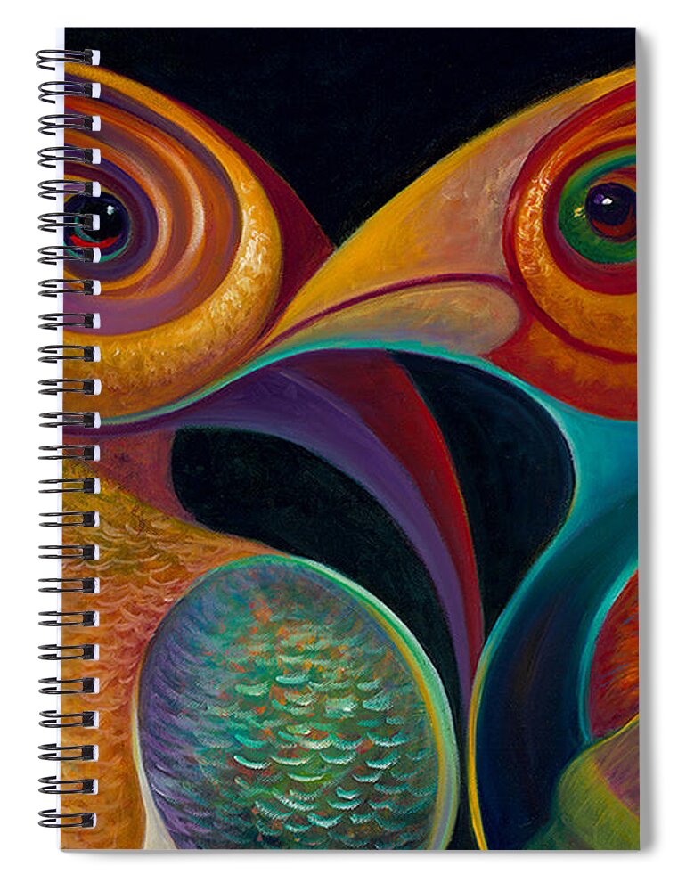 Bird Spiral Notebook featuring the painting First Flight 1 by Claudia Goodell