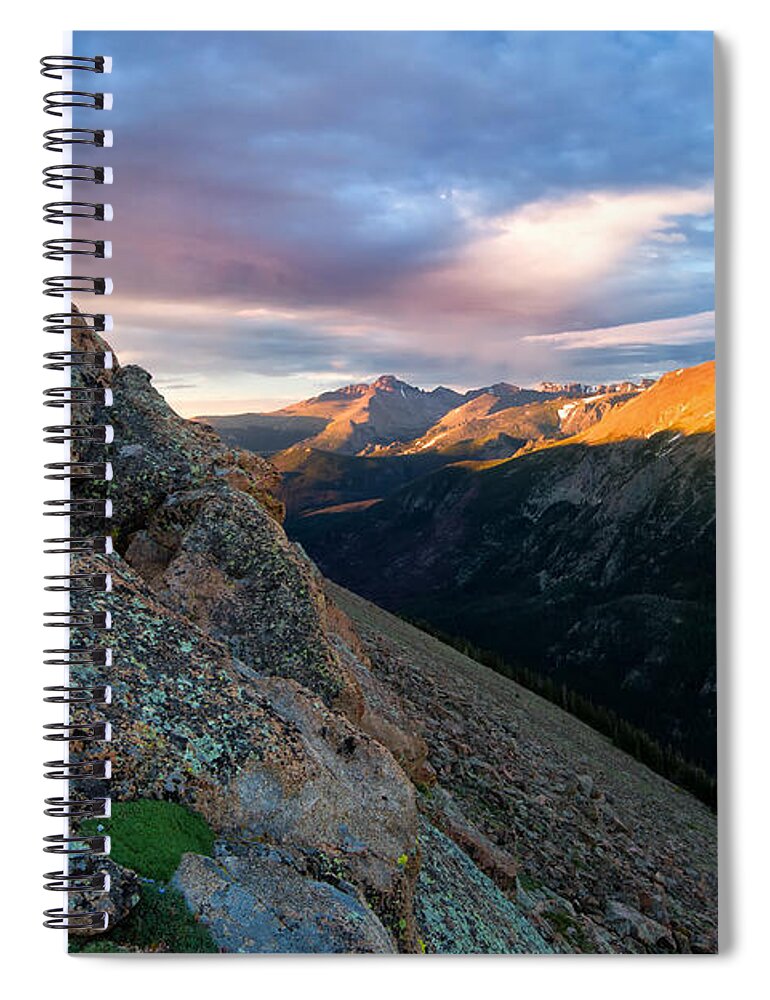 Rmnp Spiral Notebook featuring the photograph First Light on the Mountain by Ronda Kimbrow