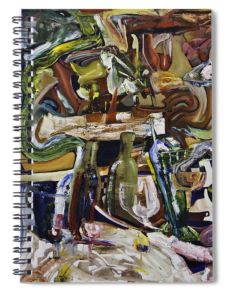 Dining Spiral Notebook featuring the painting Fish Supper by James Lavott