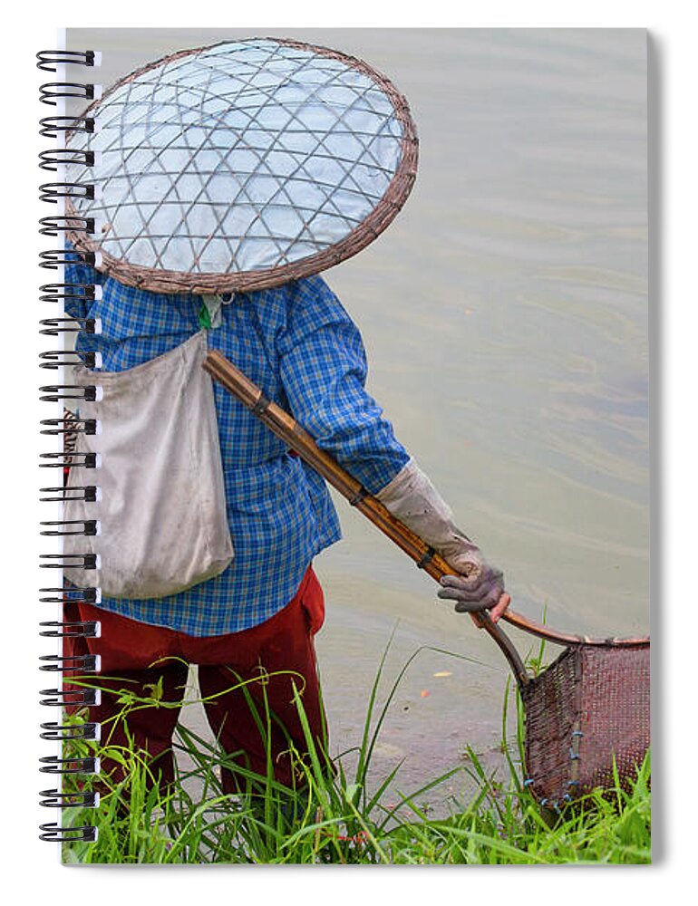 Grass Spiral Notebook featuring the photograph Fisherwomen In Rice Fields by Jean-claude Soboul
