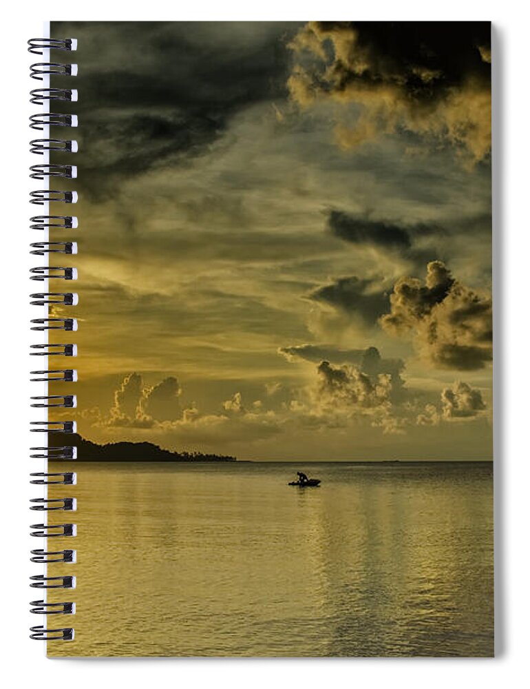 Michelle Meenawong Spiral Notebook featuring the photograph Fishing Before Dark by Michelle Meenawong