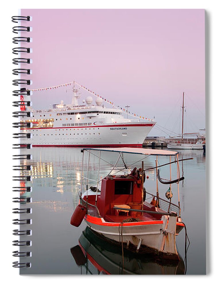 Scenics Spiral Notebook featuring the photograph Fishing Boat And Cruise Ship by Holger Leue