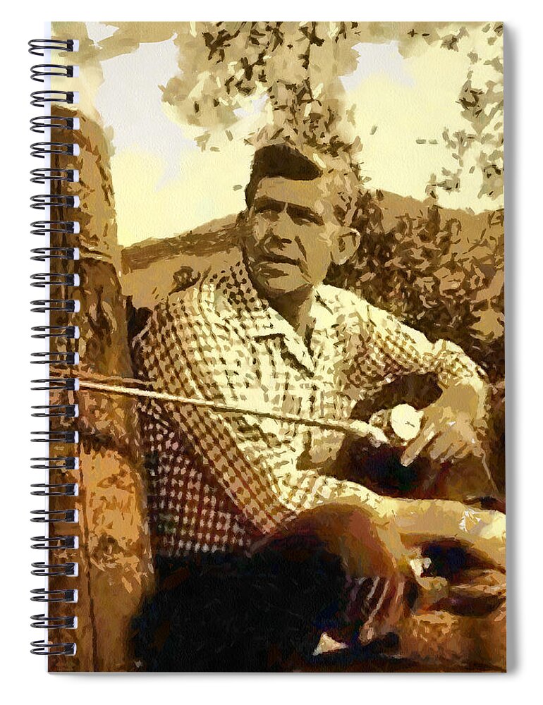 Andy Griffith Spiral Notebook featuring the digital art Fishing From The Dock by Paulette B Wright
