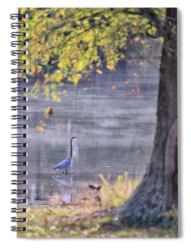 7624 Spiral Notebook featuring the photograph Fishing on a Misty Pond by Gordon Elwell