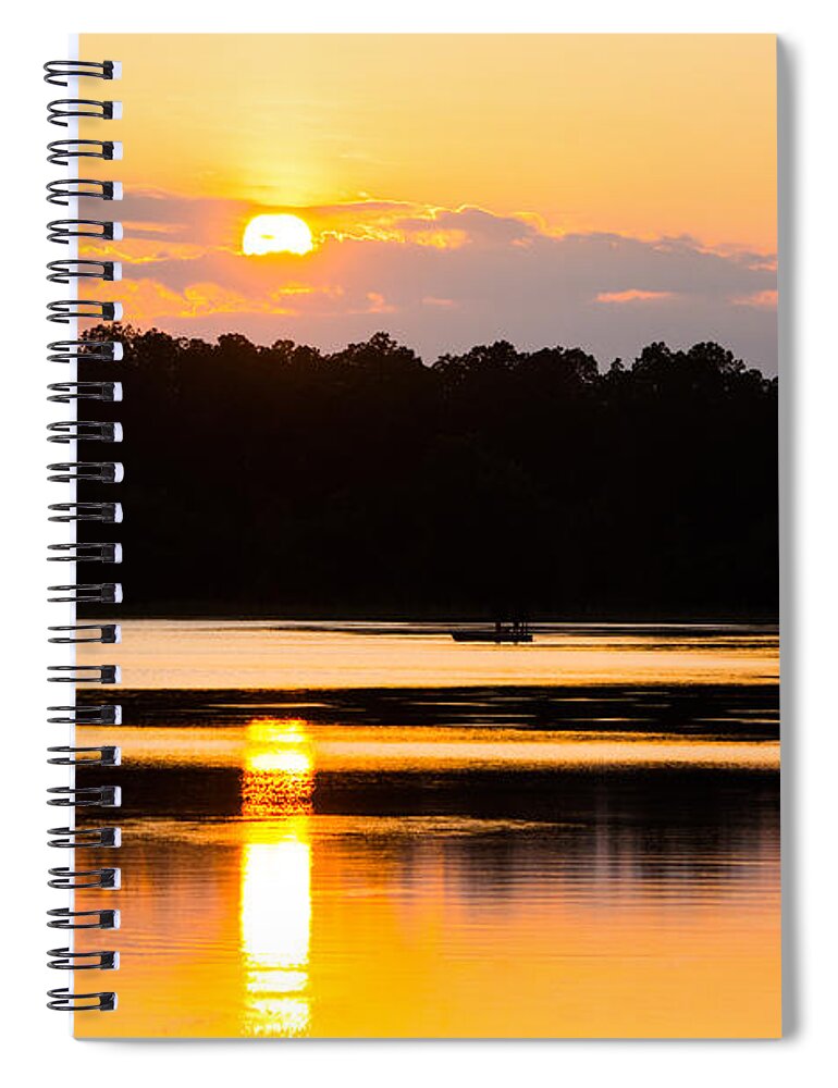 Sunset Spiral Notebook featuring the photograph Fishing On Golden Waters by Parker Cunningham