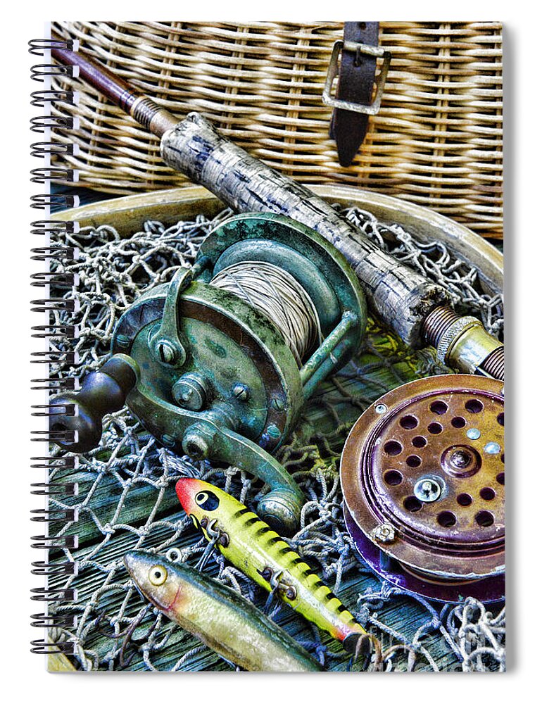 Fishing - Vintage Fishing Gear Spiral Notebook by Paul Ward - Pixels Merch