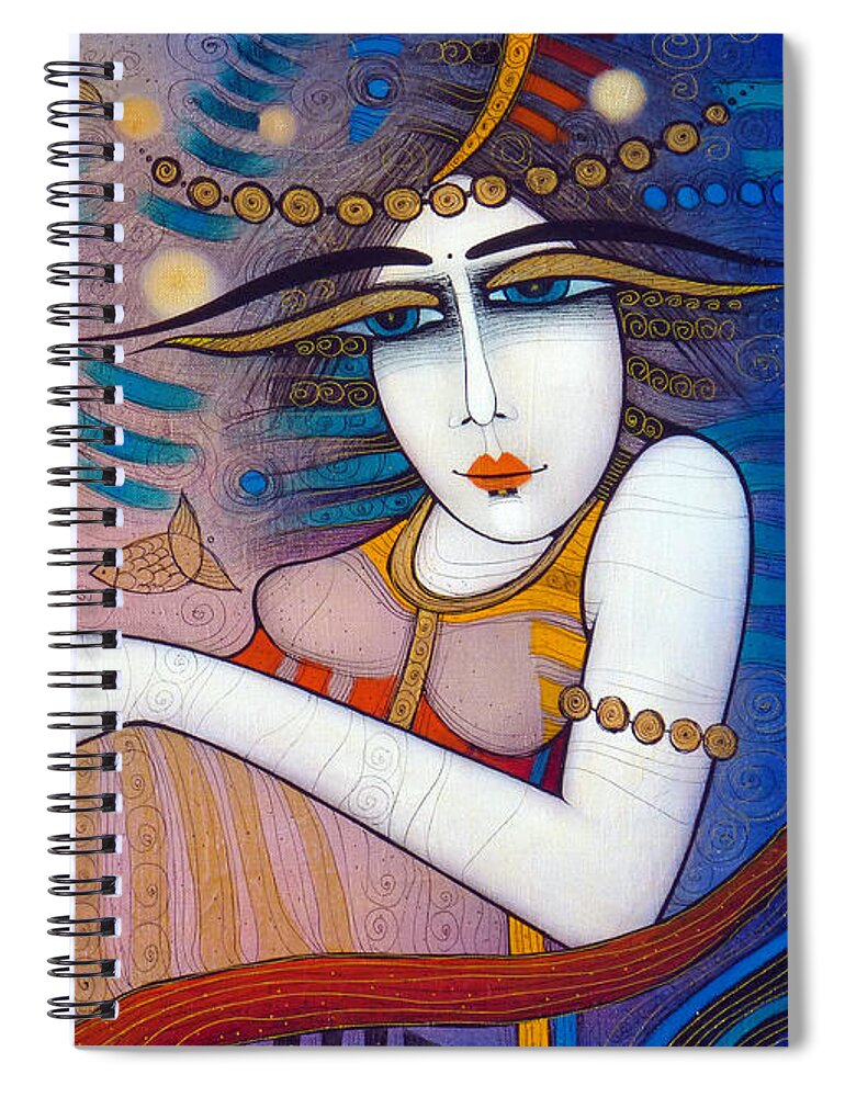 Albena Spiral Notebook featuring the painting Fish'n'dreams by Albena Vatcheva