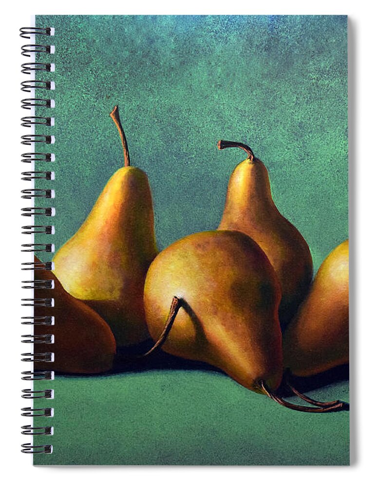 Pears Spiral Notebook featuring the painting Five Ripe Pears by Frank Wilson