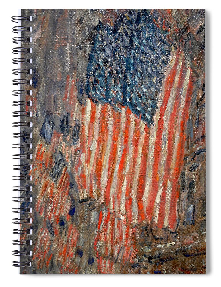 Flags On The Waldorf Spiral Notebook featuring the painting Flags on the Waldorf by Georgia Clare