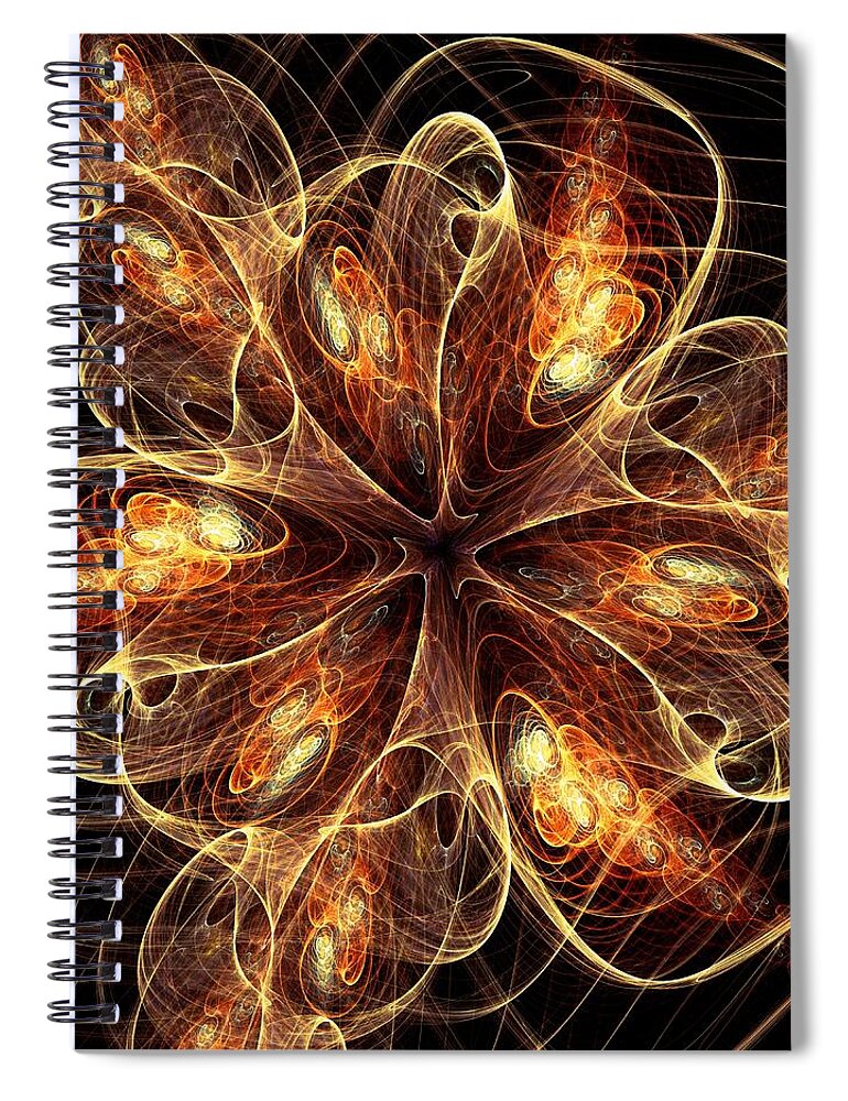 Computer Spiral Notebook featuring the digital art Flame Flower by Anastasiya Malakhova