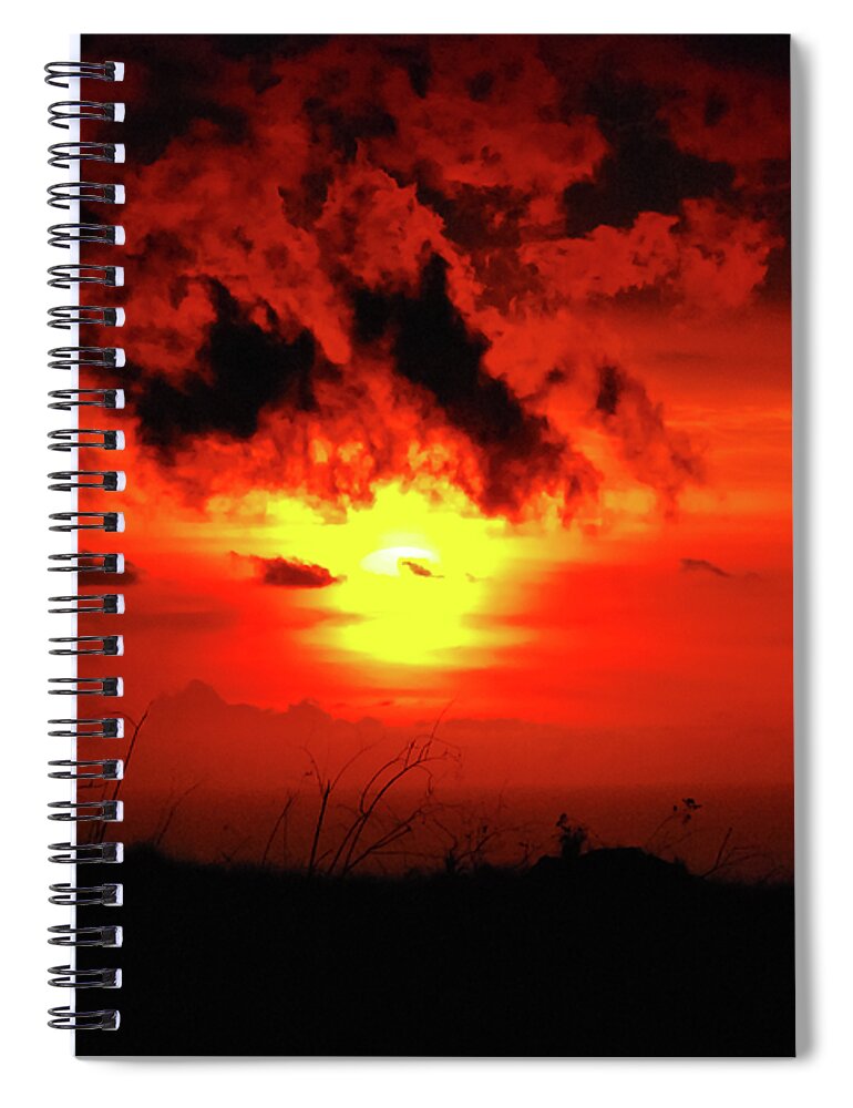 Deep Color Spiral Notebook featuring the photograph Flaming Sunset by Christi Kraft