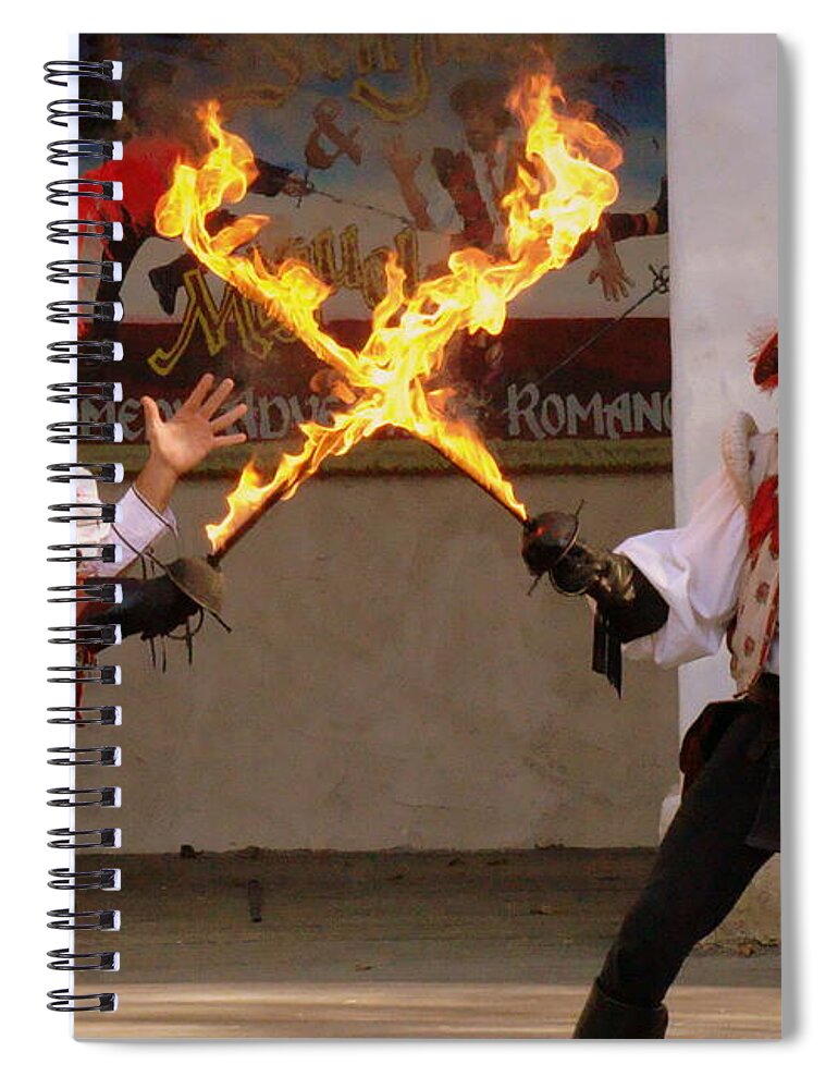 Fine Art Spiral Notebook featuring the photograph Flaming Swords by Rodney Lee Williams