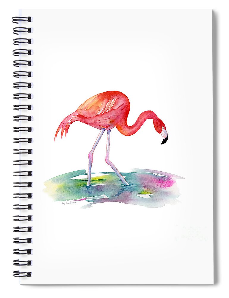 Flamingo Spiral Notebook featuring the painting Flamingo Step by Amy Kirkpatrick