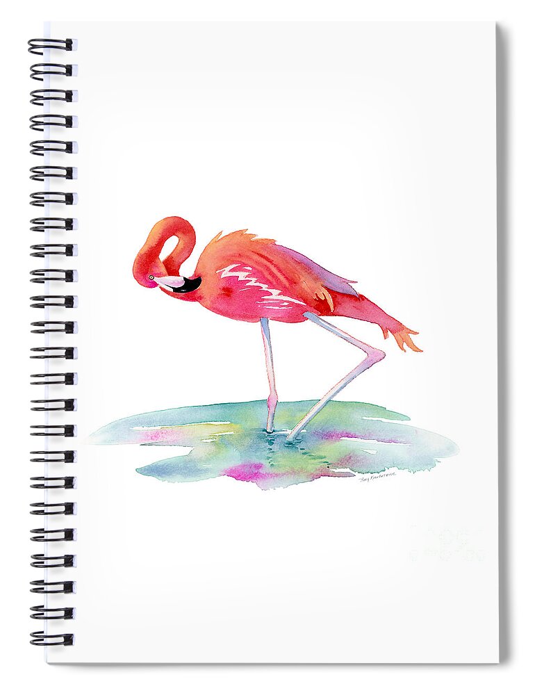 Flamingo Spiral Notebook featuring the painting Flamingo View by Amy Kirkpatrick