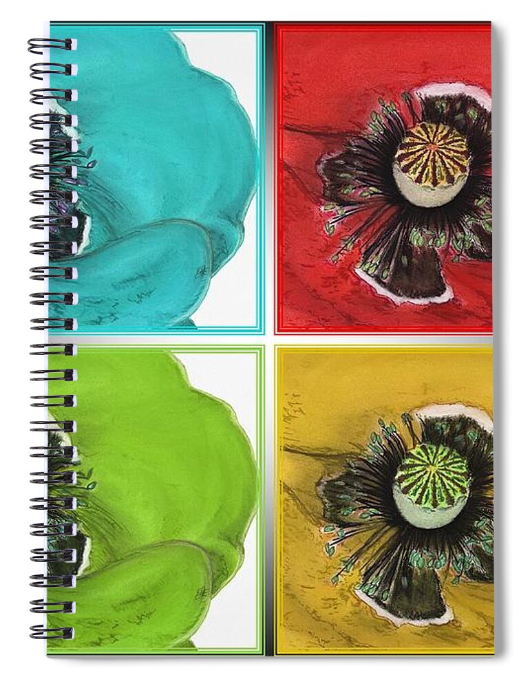Mccombie Spiral Notebook featuring the drawing Flanders Poppy Pop Art by J McCombie
