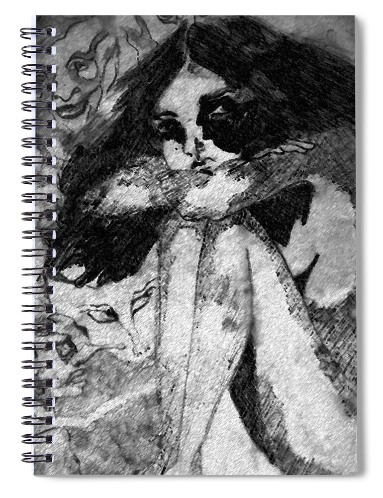 Charcoal Sketch Spiral Notebook featuring the pastel Flash Black by Kim Prowse