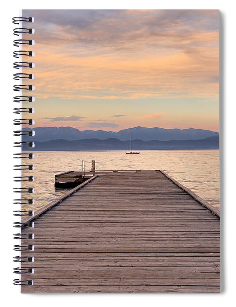 Lakeside Spiral Notebook featuring the photograph Flathead Lake Sunset by Adam Mateo Fierro