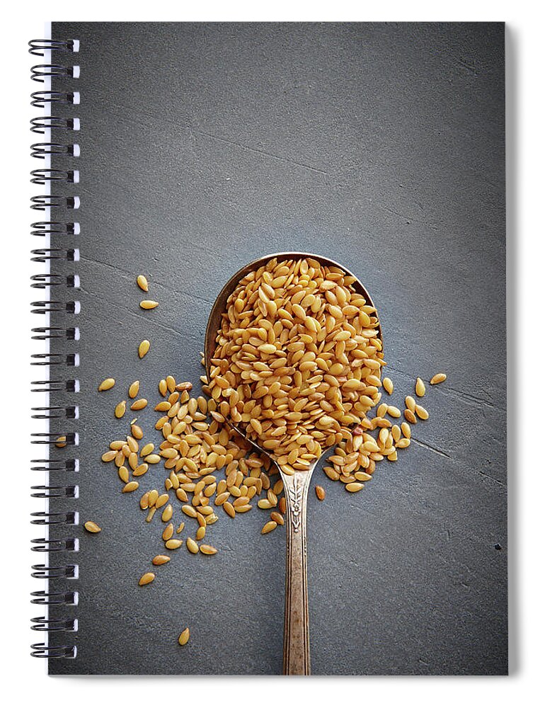 Spoon Spiral Notebook featuring the photograph Flax Seed by Lew Robertson
