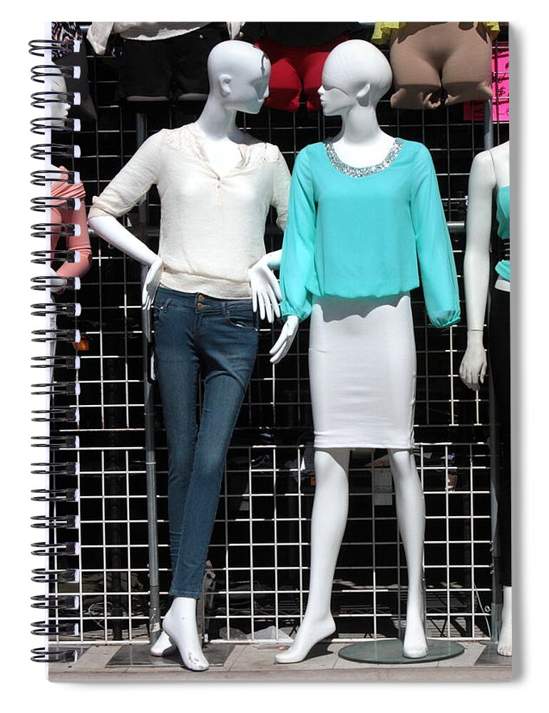 Mannequin Spiral Notebook featuring the photograph Flea Market Fashionistas by Joe Kozlowski