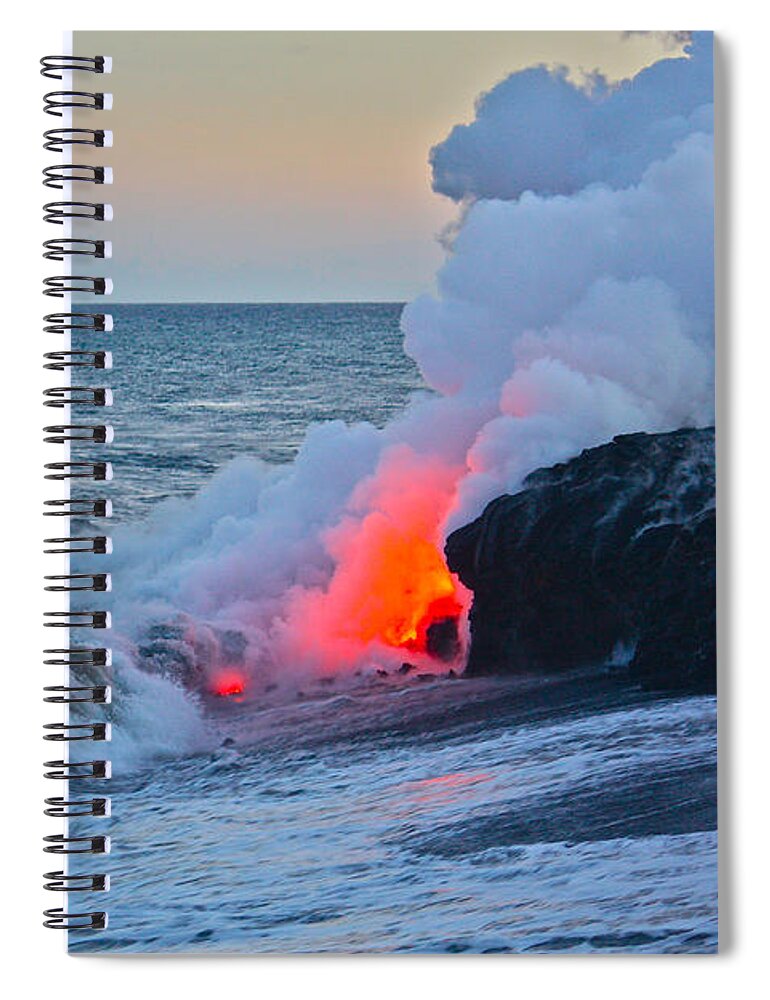 Waterscape Spiral Notebook featuring the photograph Flirting with Fire at Sunset by Venetia Featherstone-Witty