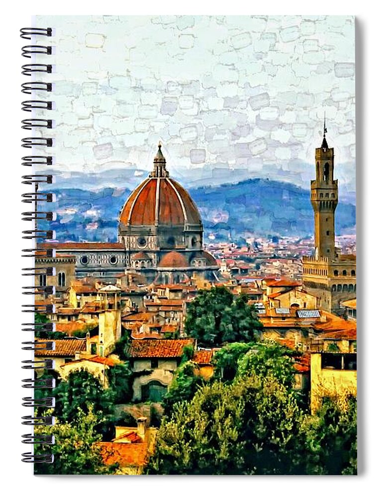Florence Spiral Notebook featuring the photograph Florence watercolor by Steve Harrington