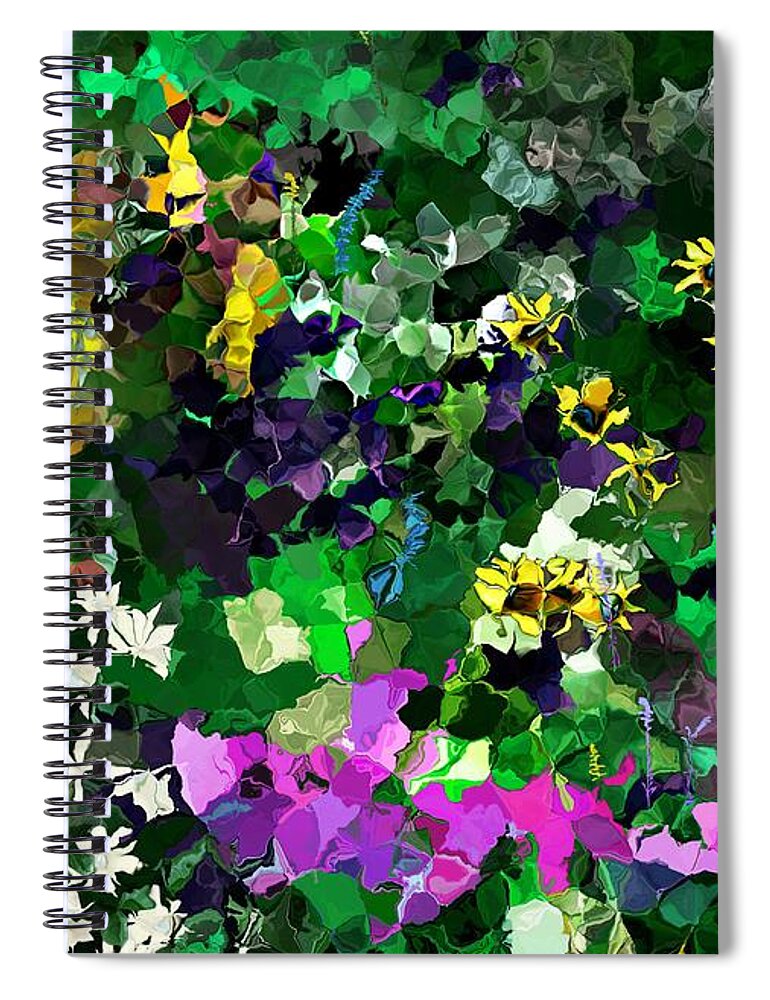 Fine Art Spiral Notebook featuring the digital art Flower Garden by David Lane