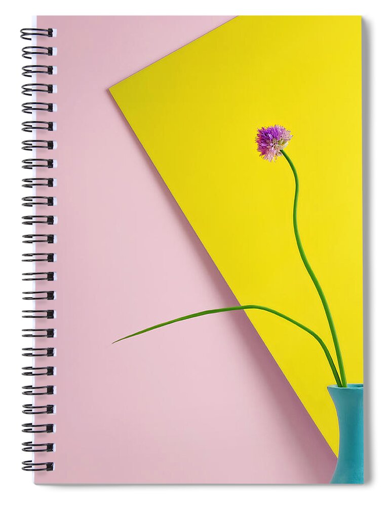 Vase Spiral Notebook featuring the photograph Flowering Chive Blossom by Juj Winn