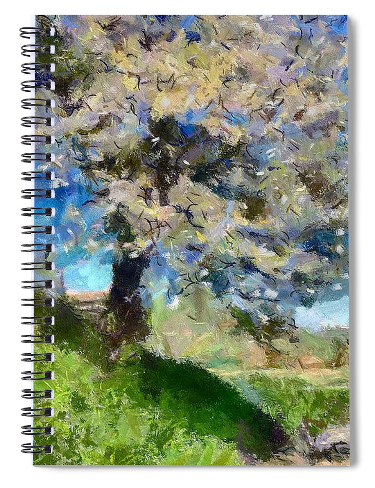 Spring Spiral Notebook featuring the painting Flowering Tree by Dragica Micki Fortuna