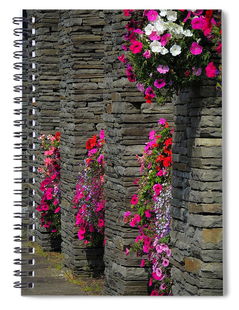 Flowers Spiral Notebook featuring the photograph Flowers at Liscannor Rock Shop by James Truett