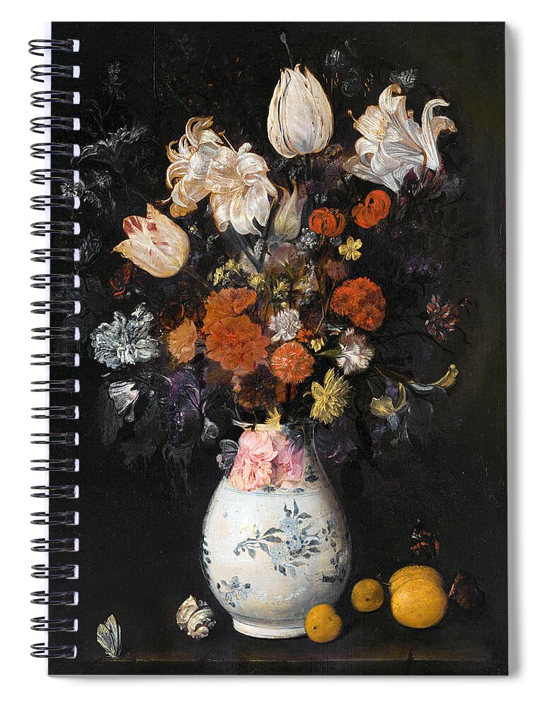 Judith Leyster Spiral Notebook featuring the painting Flowers Vase by Judith Leyster