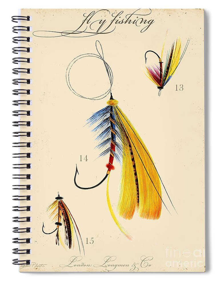 Casting Flies Spiral Notebook featuring the digital art Fly Fishing-JP2098 by Jean Plout