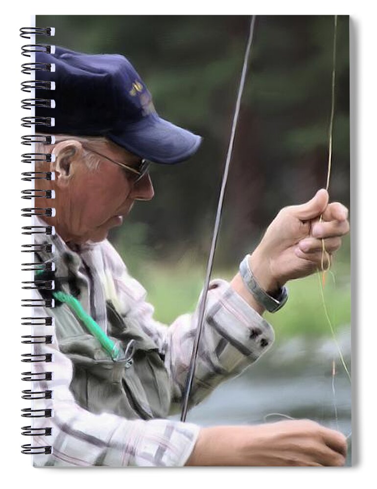 Adult Spiral Notebook featuring the digital art Fly fishing time by Debra Baldwin
