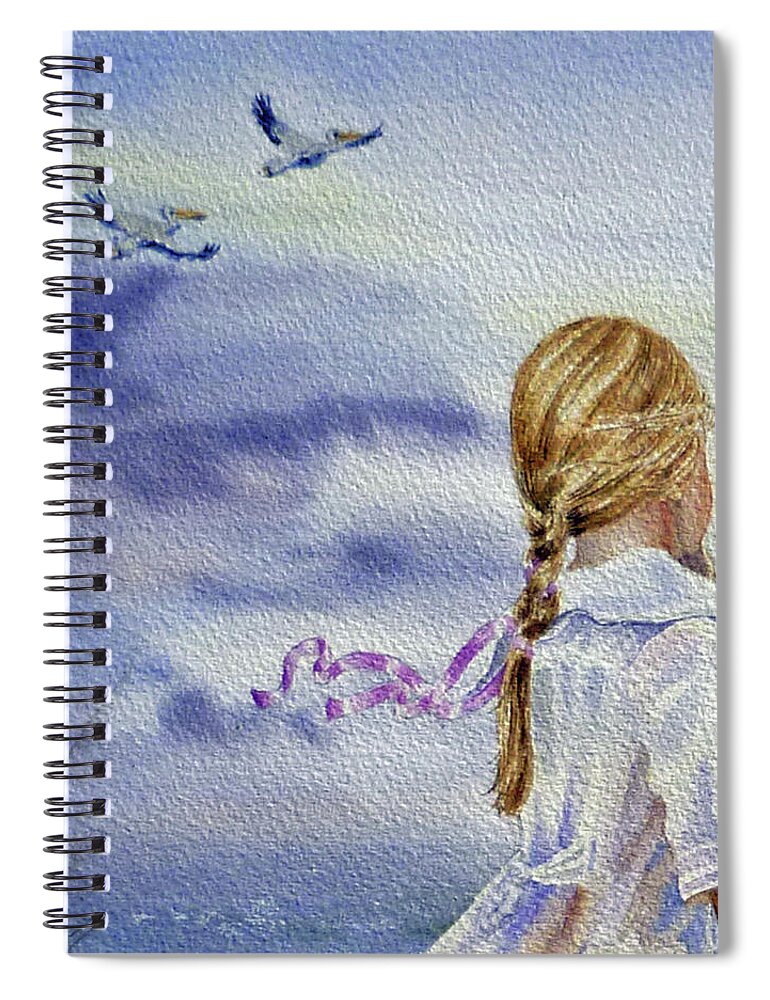 Birds Spiral Notebook featuring the painting Fly With Us by Irina Sztukowski