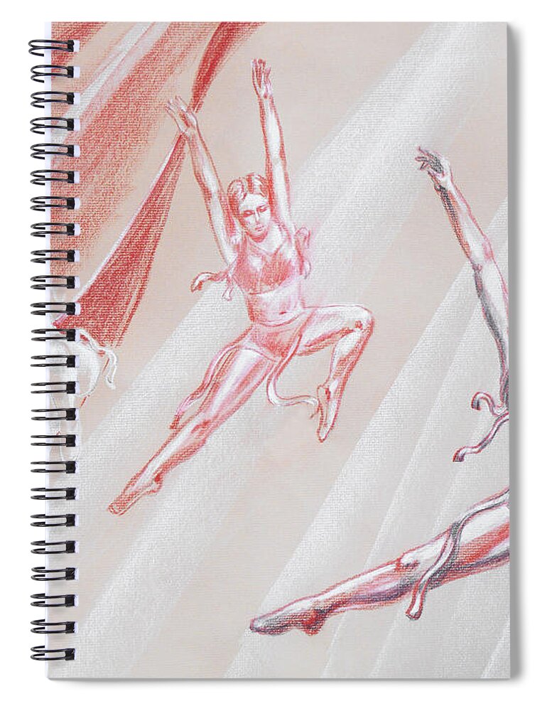 Dancer Spiral Notebook featuring the drawing Flying Dancers by Irina Sztukowski