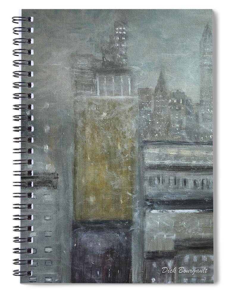 Fog Spiral Notebook featuring the painting Fog Covered City by Dick Bourgault