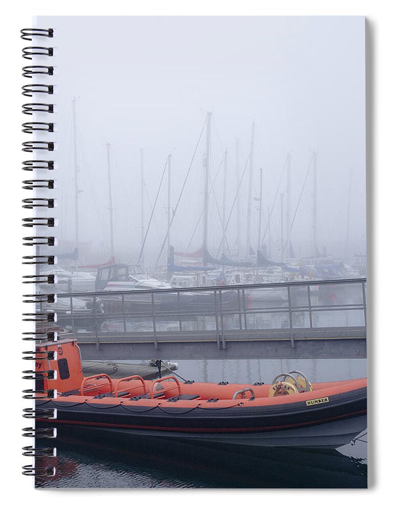 Anstruther Spiral Notebook featuring the photograph Fog in Marina II by Elena Perelman