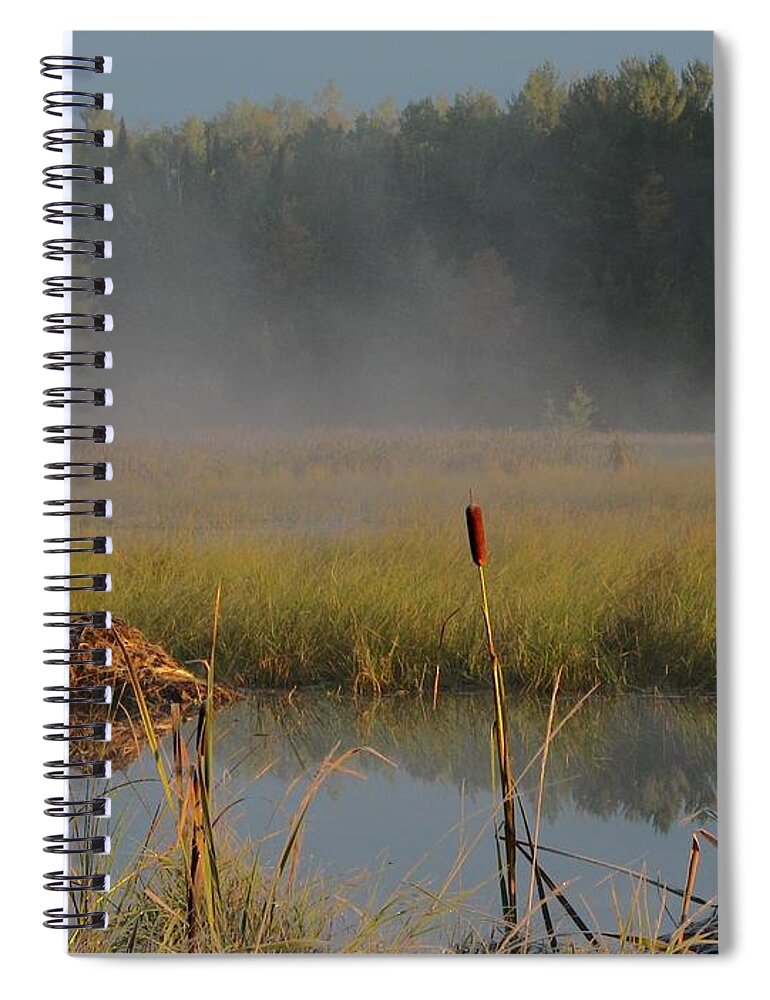 Eagle River Spiral Notebook featuring the photograph Fog Over Wild Rice by Dale Kauzlaric