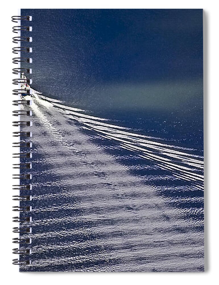 Stern Wave Spiral Notebook featuring the photograph Following the Wake by Heiko Koehrer-Wagner