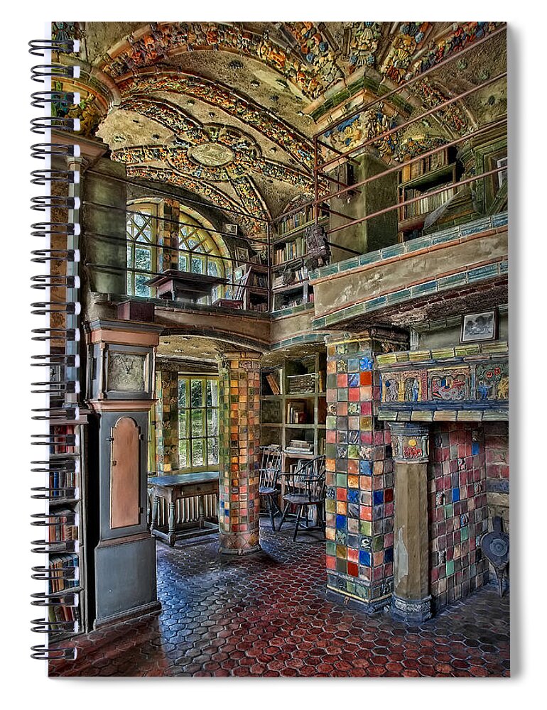 Castle Spiral Notebook featuring the photograph Fonthill Castle Library Room by Susan Candelario