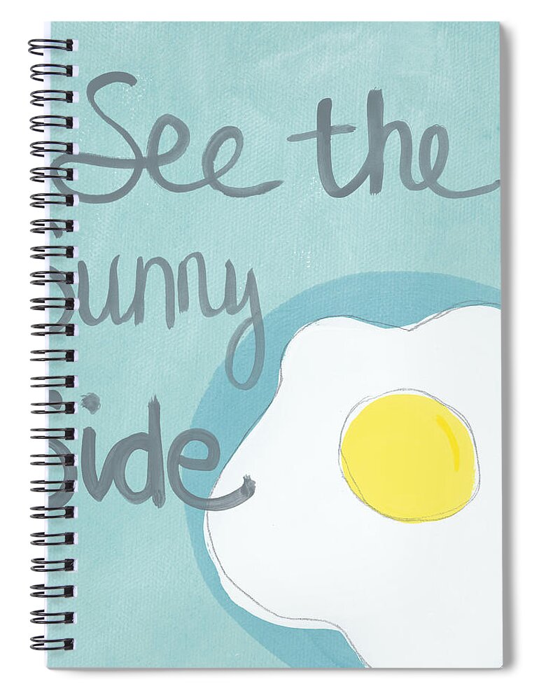 Egg Spiral Notebook featuring the painting Food- Kitchen Art- Eggs- Sunny Side Up by Linda Woods