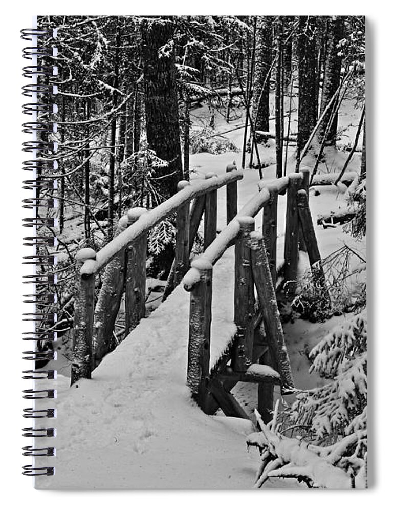 Maine Spiral Notebook featuring the photograph Foot Bridge in Winter by David Rucker