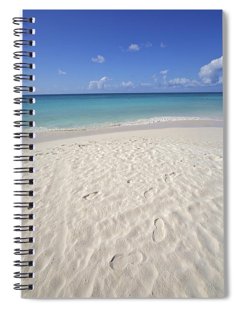 Aruba Spiral Notebook featuring the photograph Footprints in the Powdery White Sand of Aruba by David Letts