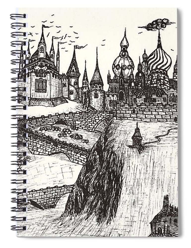 Castle Spiral Notebook featuring the drawing For Grandma by Peter Ogden